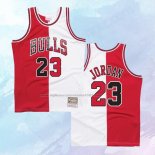 NO 23 Michael Jordan Camiseta Chicago Bulls Split Blanco Rojo