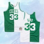 NO 33 Larry Bird Camiseta Mitchell & Ness Boston Celtics Split Blanco Verde 1985-86