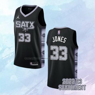 NO 33 Tre Jones Camiseta San Antonio Spurs Statement Negro 2022-23