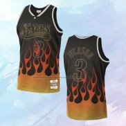 NO 3 Allen Iverson Camiseta Philadelphia 76ers Flames Negro