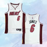 NO 6 LeBron James Camiseta Miami Heat Association Blanco 2021-22