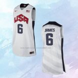 NO 6 Lebron James Camiseta USA 2012 Blanco