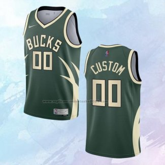 Camiseta Milwaukee Bucks Personalizada Earned Verde 2020-21