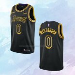 NO 0 Russell Westbrook Camiseta Los Angeles Lakers Ciudad Negro
