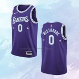 NO 0 Russell Westbrook Camiseta Los Angeles Lakers Ciudad Violeta 2021-22