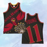 NO 11 Trae Young Camiseta Mitchell & Ness Atlanta Hawks Big Face Negro