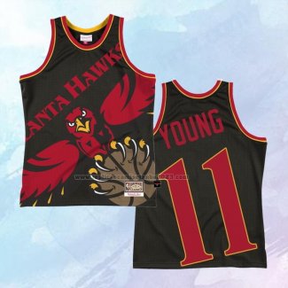 NO 11 Trae Young Camiseta Mitchell & Ness Atlanta Hawks Big Face Negro