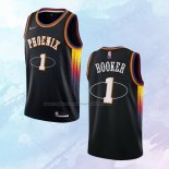 NO 1 Devin Booker Camiseta Phoenix Suns 75th Anniversary Negro 2022
