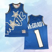 NO 1 Tracy Mcgrady Camiseta Mitchell & Ness Orlando Magic Big Face Azul