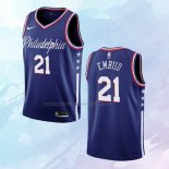 NO 21 Joel Embiid Camiseta Philadelphia 76ers Ciudad Azul 2019-20