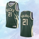 NO 21 Jrue Holiday Camiseta Milwaukee Bucks Earned Verde 2020-21