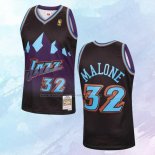 NO 32 Karl Malone Camiseta Mitchell & Ness Utah Jazz Negro 1996-97