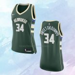 NO 34 Giannis Antetokounmpo Camiseta Mujer Milwaukee Bucks Icon Verde