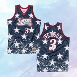 NO 3 Allen Iverson Camiseta Mitchell & Ness Philadelphia 76ers Independence Day Negro