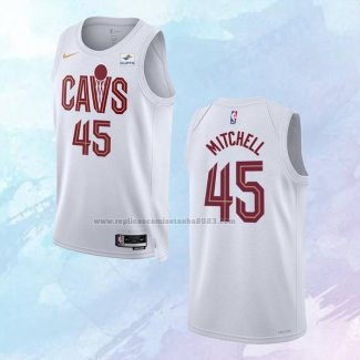 NO 45 Donovan Mitchell Camiseta Cleveland Cavaliers Association Blanco 2022-23