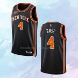 NO 4 Derrick Rose Camiseta New York Knicks Ciudad Negro 2021-22