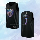 NO 7 Kevin Durant Camiseta Brooklyn Nets Iridescent Logo Negro