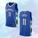 NO 11 Brook Lopez Camiseta Milwaukee Bucks Ciudad Azul 2022-23