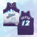 NO 12 John Stockton Camiseta Utah Jazz Hardwood Classics Throwback Violeta 1996-97