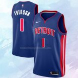 NO 1 Allen Iverson Camiseta Detroit Pistons Icon Azul