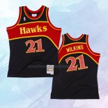 NO 21 Dominique Wilkins Camiseta Mitchell & Ness Atlanta Hawks Negro 1986-87