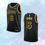 NO 6 LeBron James Camiseta Los Angeles Lakers Ciudad Negro 2021-22