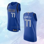 NO 77 Luka Doncic Camiseta Dallas Mavericks Icon Autentico Azul