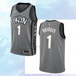 Camiseta Brooklyn Nets Mikal Bridges NO 1 Statement Gris