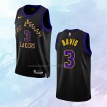 Camiseta Los Angeles Lakers Anthony Davis NO 3 Ciudad 2023-24 Negro