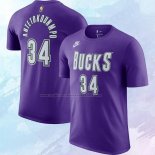 Camiseta Manga Corta Milwaukee Bucks Giannis Antetokounmpo Classic 2022-23 Violeta