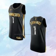 NO 1 Anthony Edwards Camiseta Minnesota Timberwolves Golden Edition Negro 2020-21