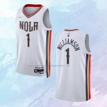 NO 1 Zion Williamson Camiseta New Orleans Pelicans Ciudad Blanco 2021-22