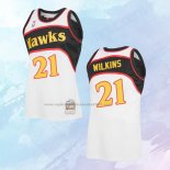 NO 21 Dominique Wilkins Camiseta Mitchell & Ness Atlanta Hawks Blanco 1986-87