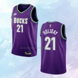 NO 21 Jrue Holiday Camiseta Milwaukee Bucks Classic Violeta 2022-23