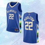 NO 22 Khris Middleton Camiseta Milwaukee Bucks Ciudad Azul 2022-23