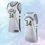 NO 34 Giannis Antetokounmpo Camiseta Milwaukee Bucks Association Autentico Blanco