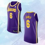 NO 6 LeBron James Camiseta Los Angeles Lakers Statement Autentico Violeta