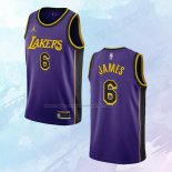 NO 6 LeBron James Camiseta Los Angeles Lakers Statement Violeta 2022-23