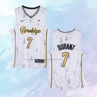 NO 7 Kevin Durant Camiseta Brooklyn Nets Christmas Blanco