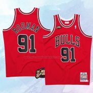 NO 91 Dennis Rodman Camiseta Mitchell & Ness Chicago Bulls 1997-98 NBA Finals Rojo