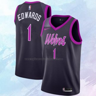 NO 1 Anthony Edwards Camiseta Minnesota Timberwolves Ciudad Violeta 2018-19