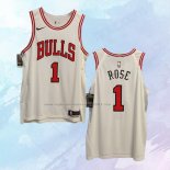 NO 1 Derrick Rose Camiseta Chicago Bulls Association Autentico Blanco