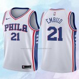 NO 21 Joel Embiid Camiseta Nino Philadelphia 76ers Blanco 2017-18