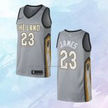 NO 23 Lebron James Camiseta Cleveland Cavaliers Ciudad Gris 2018