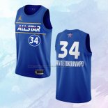 NO 34 Giannis Antetokounmpo Camiseta Milwaukee Bucks All Star 2021 Azul