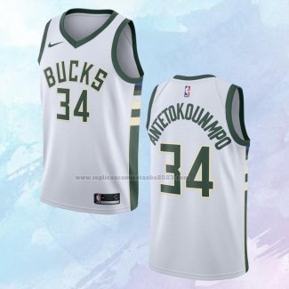 NO 34 Giannis Antetokounmpo Camiseta Milwaukee Bucks Association Blanco