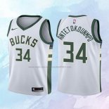NO 34 Giannis Antetokounmpo Camiseta Nino Milwaukee Bucks Association Blanco