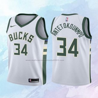 NO 34 Giannis Antetokounmpo Camiseta Nino Milwaukee Bucks Association Blanco