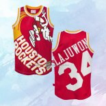 NO 34 Hakeem Olajuwon Camiseta Mitchell & Ness Houston Rockets Big Face Rojo