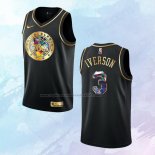 NO 3 Allen Iverson Camiseta Philadelphia 76ers Golden Edition Negro 2021-22